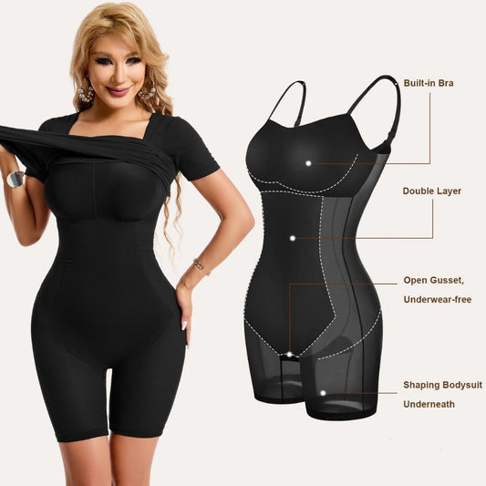 Black Slim Body Shaping Dress With Chest Pad