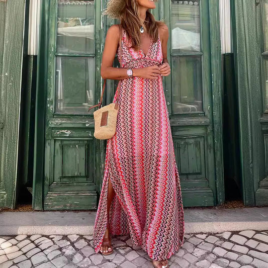 Women's Bohemian - Sleeveless Split Dress