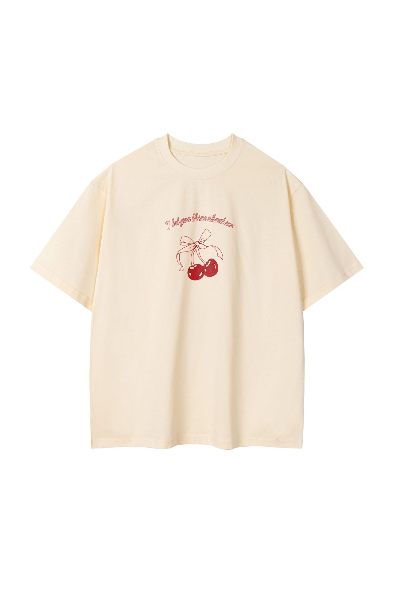 Cherry Print Loose Round Neck Short Sleeve