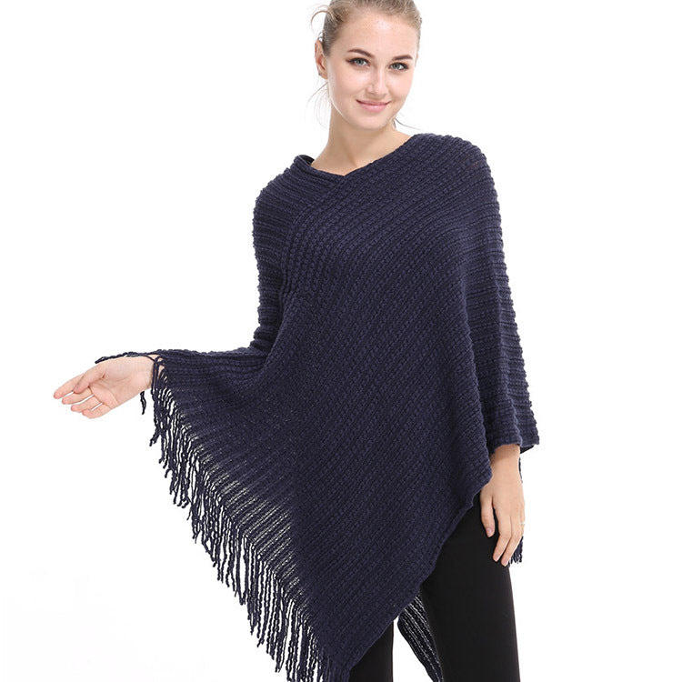 Women's Knitted Cloak Shawl Fashion