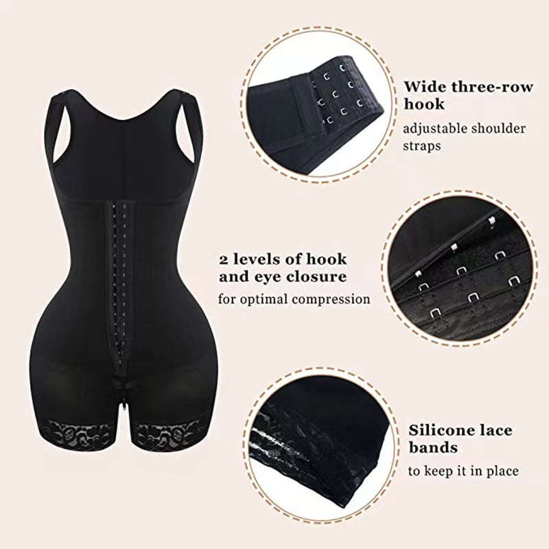 Belly Shaping Jumpsuit Crotch Zipper