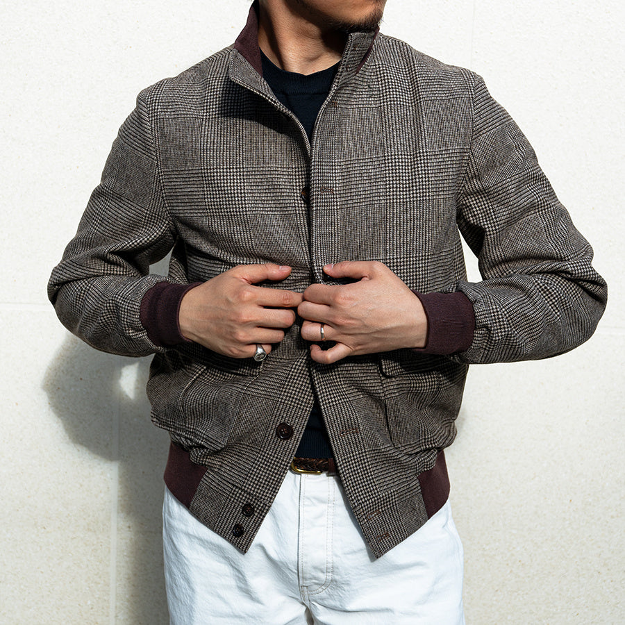 Pilot Jacket Tweed Short Slim Stand Collar Woolen Coat