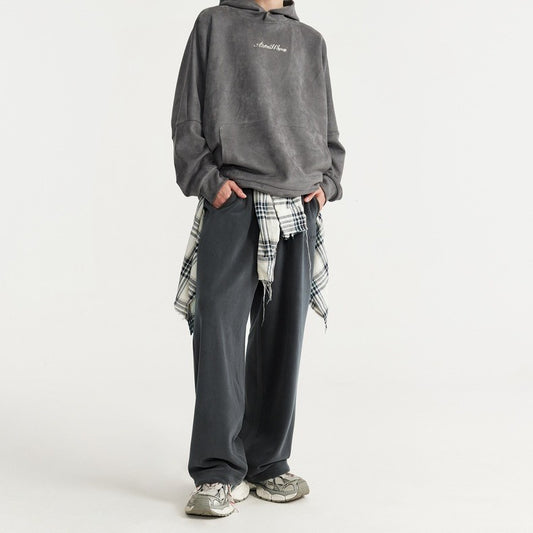 Double-sided Polar Fleece Wide-leg Pants Straight Loose